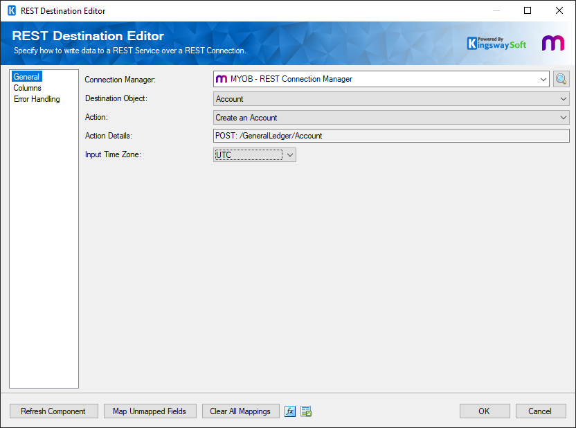 SSIS REST MYOB Destination